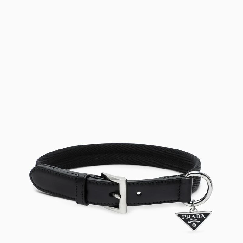 Prada Black dog collar with logo pendant 1