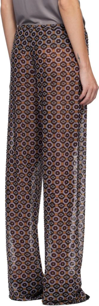 Dries Van Noten Brown 
Purple Embellished Jersey Trousers 3