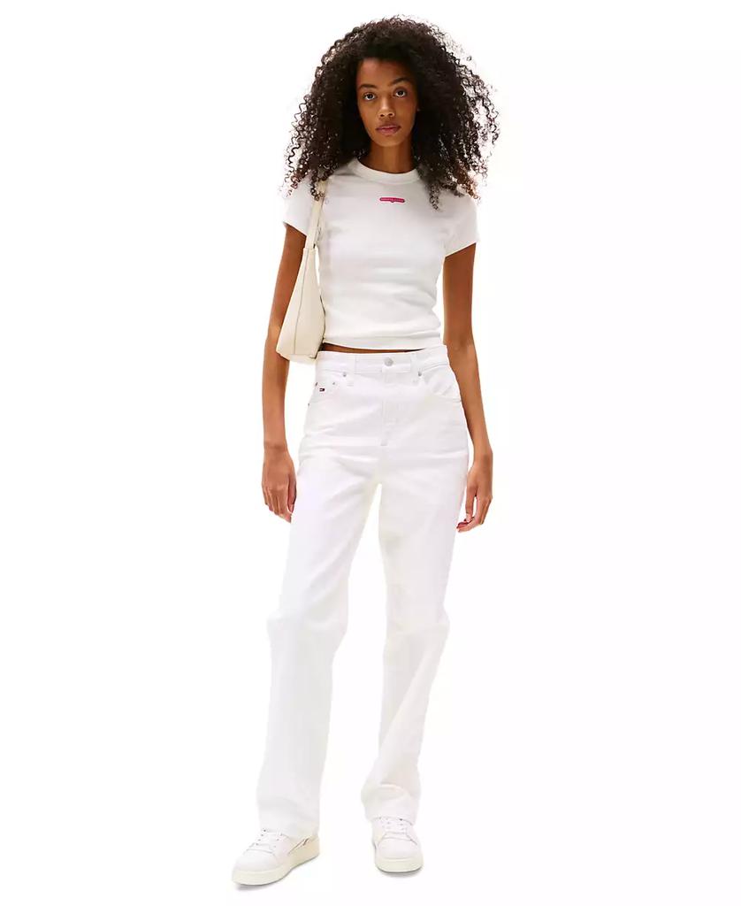 Tommy Jeans Women's Slim-Fit Ribbed Script-Label T-Shirt