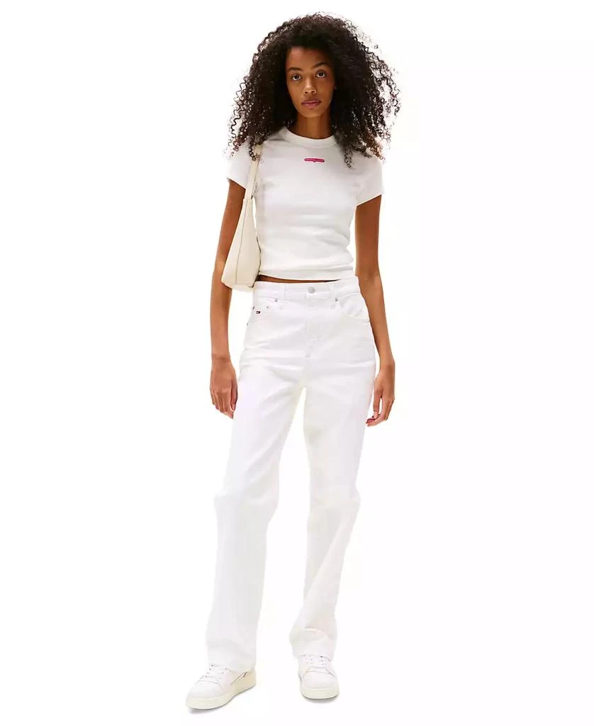 Tommy Jeans Women's Slim-Fit Ribbed Script-Label T-Shirt 2