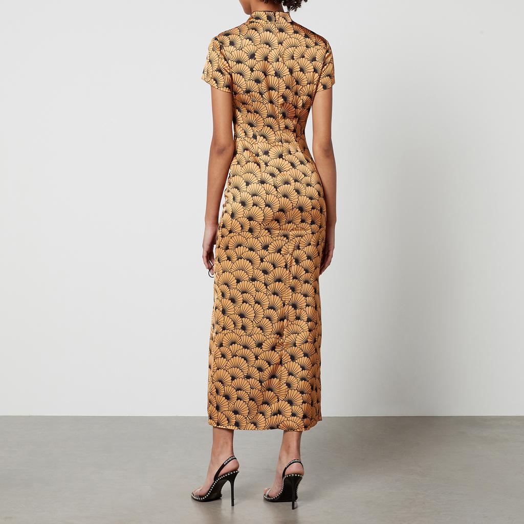 De La Vali De La Vali Trapeze Printed Satin Midi Dress