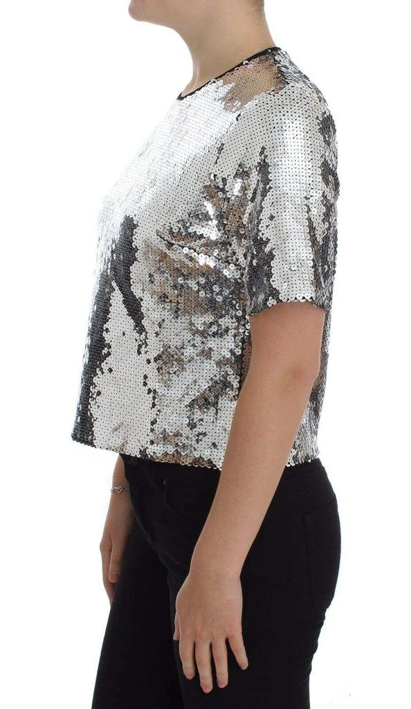 Dolce & Gabbana Dolce & Gabbana Silver Sequined Crewneck Blouse T-shirt Top 2