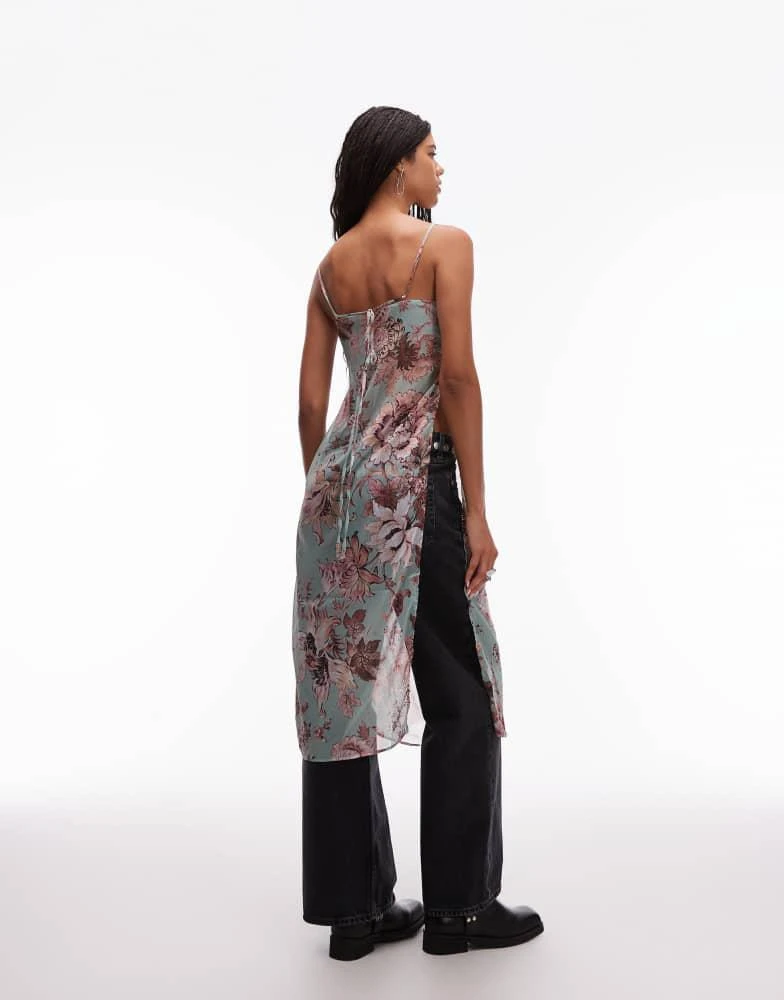 ASOS ASOS DESIGN chiffon longline cami top in floral print 4