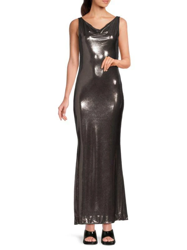 Norma Kamali Maria Cowlneck Sheen Gown 1