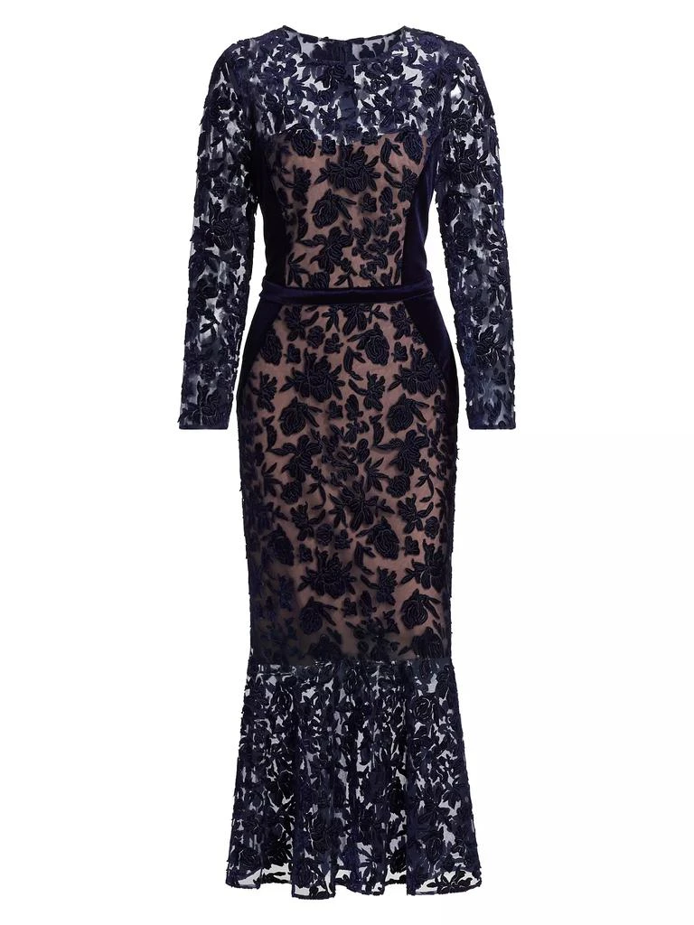 MARCHESA Velvet Lace Cocktail Dress 1