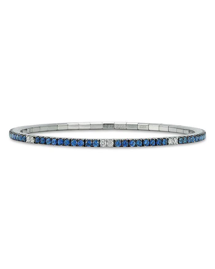 EXTENSIBLE 18K White Gold Sapphire 
Diamond Stretch Tennis Bracelet