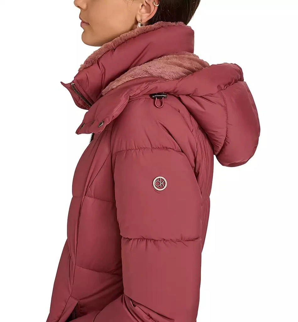 Calvin Klein Women's Hooded Faux-Fur-Lined Midi Puffer Coat 5