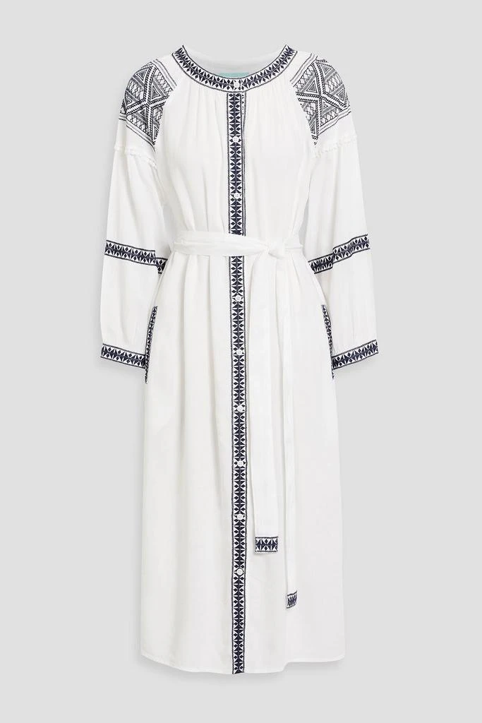 MELISSA ODABASH Ally belted embroidered voile midi dress 1