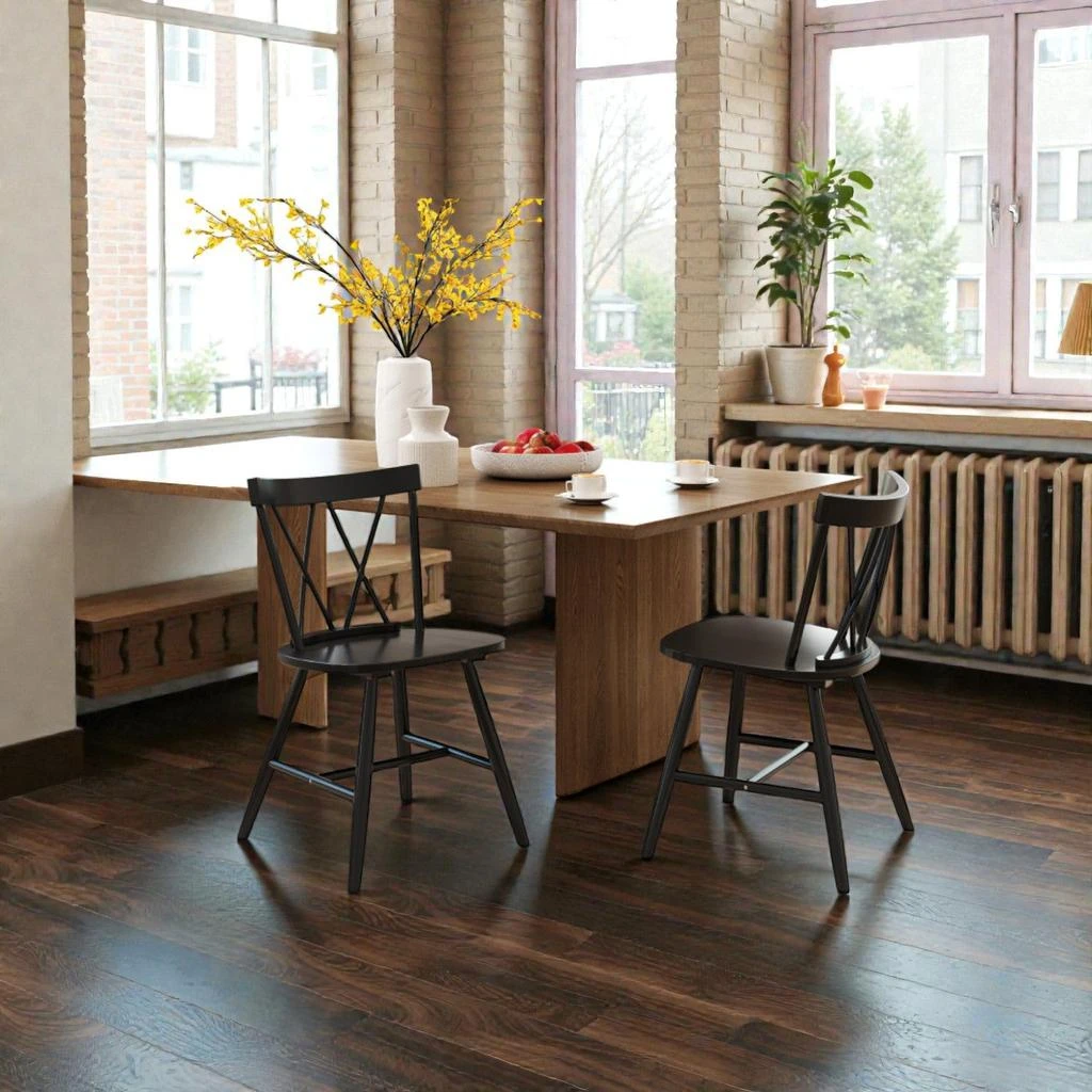 Hivvago Rubber Wood Dining Chair with Traditional Farmhouse Charm - Set of 2 1