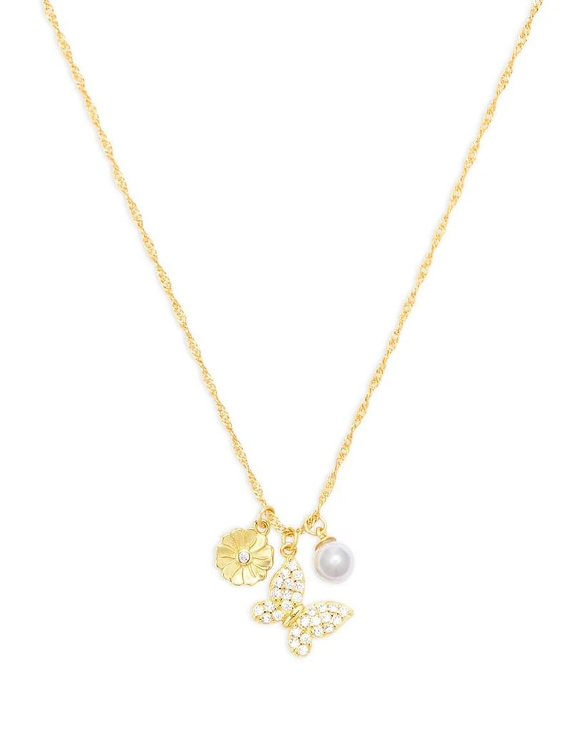 Argento Vivo Butterfly Flower Charm Pendant Necklace, 16-18" 1