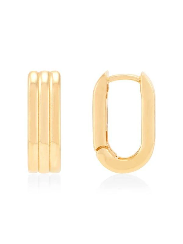 Saks Fifth Avenue 14K Yellow Gold Oval Huggie Earrings 1