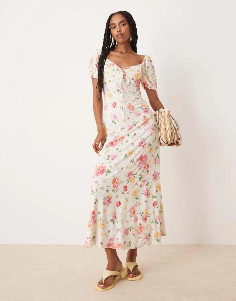 Shop ASOS DESIGN scalloped collar puff sleeve seam detail midi tea dress in  floral print on Sale at BeyondStyle  Get 65% Off ASOS DESIGN scalloped  collar puff sleeve seam detail midi