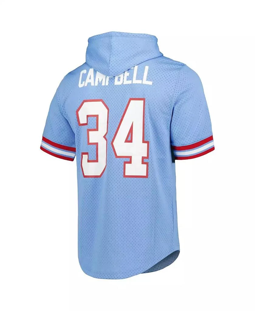 Mitchell & Ness Men's Earl Campbell Light Blue Houston Oilers Retired Player Mesh Name and Number Hoodie T-shirt 2