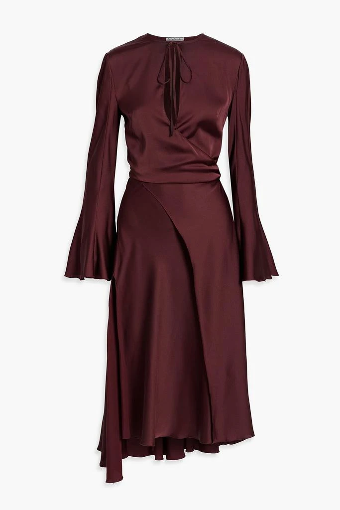 Shop Wrap-effect satin midi dress on Sale at BeyondStyle – Get 56