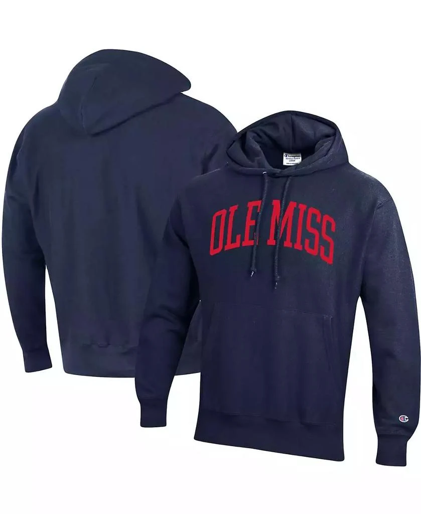 CHAMPION Men's Navy Ole Miss Rebels Team Arch Reverse Weave Pullover Hoodie 1