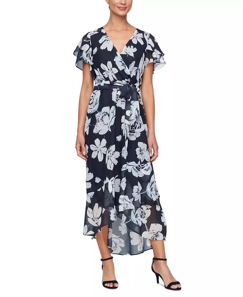 dresses sl fashions S.L. Fashions Women's Short Sleeve Metallic Print Pebble Tier Dress main image 0