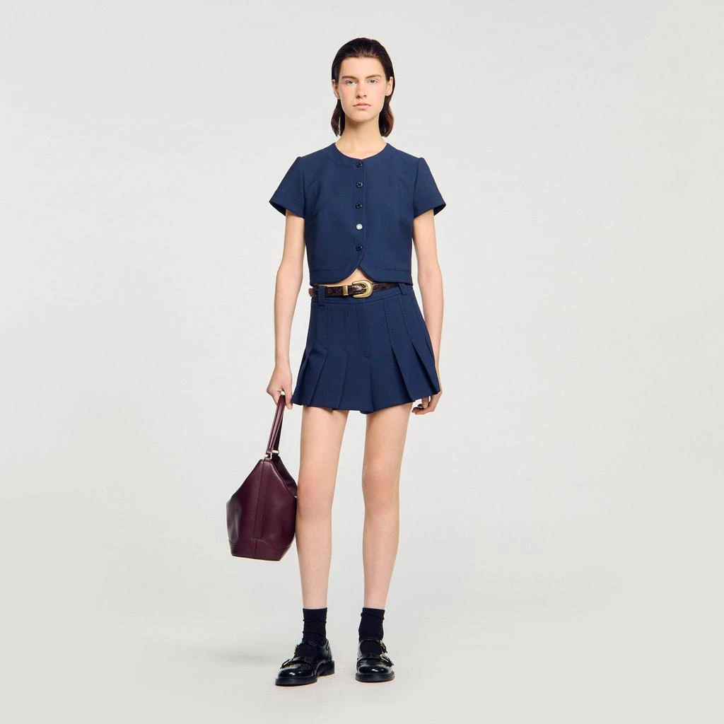 Sandro Rounded hem buttoned crop top 1