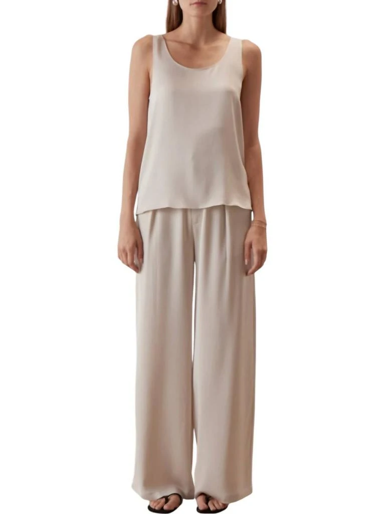 Sophie Rue Jennie Satin Wide Leg Trouser Pants In Cream 2