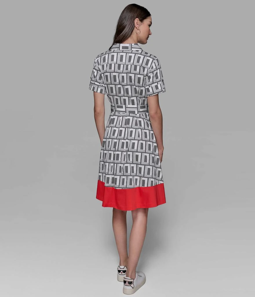 Karl Lagerfeld Paris SHORT SLEEVE BELTED FIT & FLARE DRESS 2