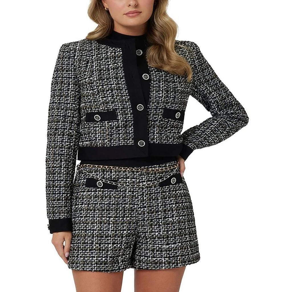 GUESS Womens Woven Tweed Collarless Blazer 1