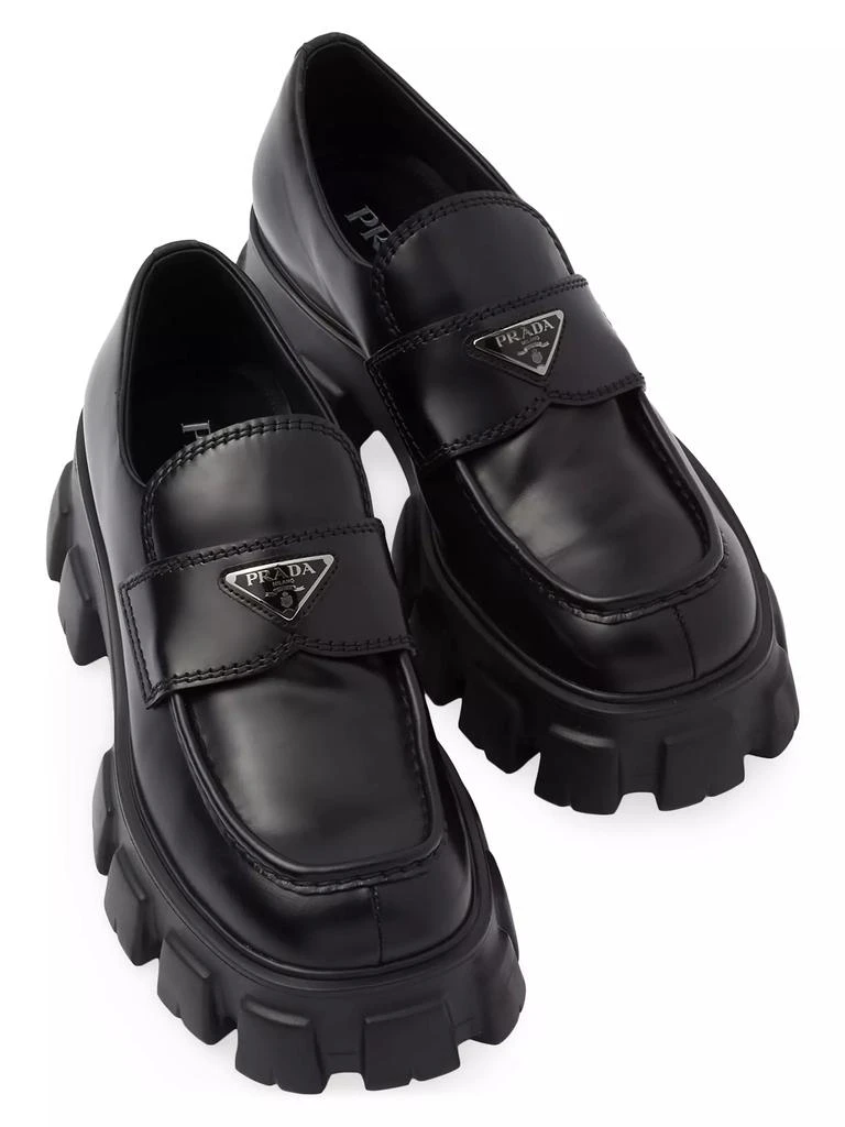 Prada Monolith Brushed Leather Loafers 3
