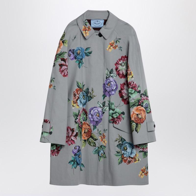 Prada Grey single-breasted coat in printed cotton - Jackets Prada Grey single-breasted coat in printed cotton - Jackets