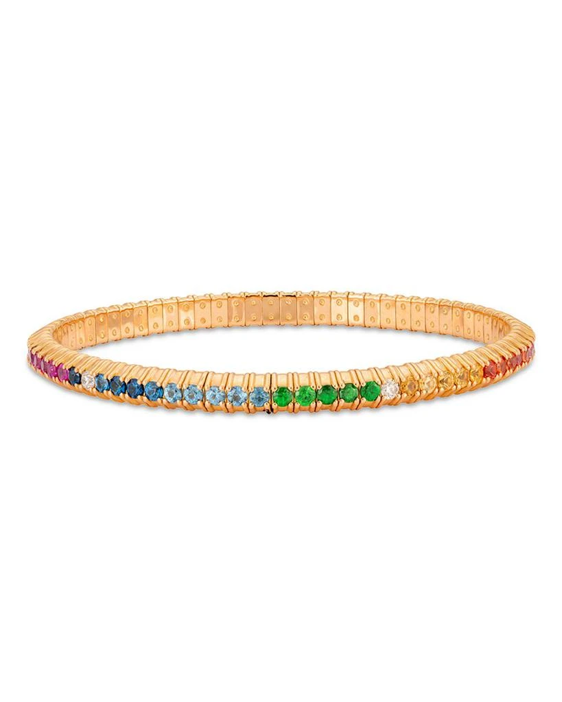 ZYDO 18K Rose Gold Stretch Rainbow Sapphire, Tsavorite, 
Diamond Bracelet 2