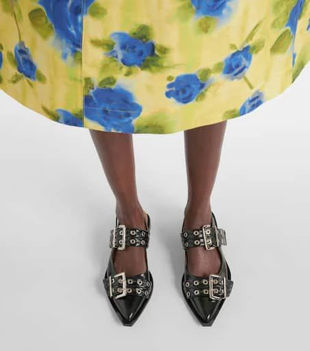 Ganni Faux-leather slingback flats 4