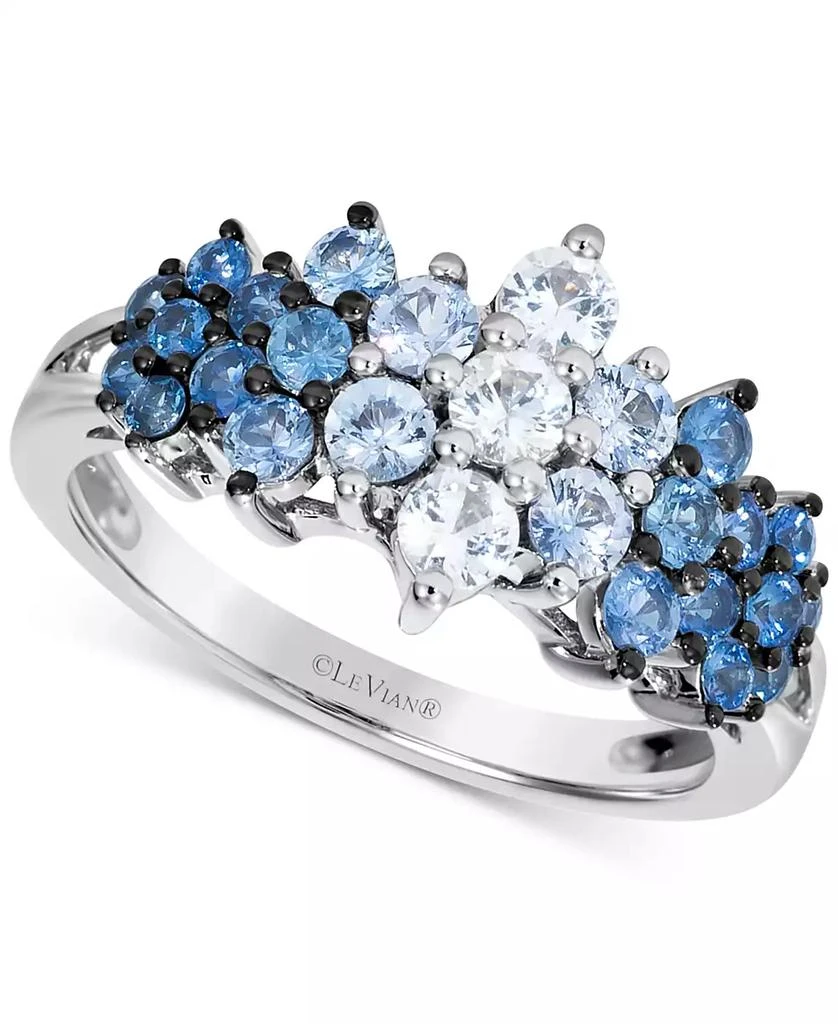 Le Vian Blue Ombré Sapphire (1 ct. t.w.) 
White Sapphire (1/3 ct. t.w.) Cluster Ring in 14k White Gold