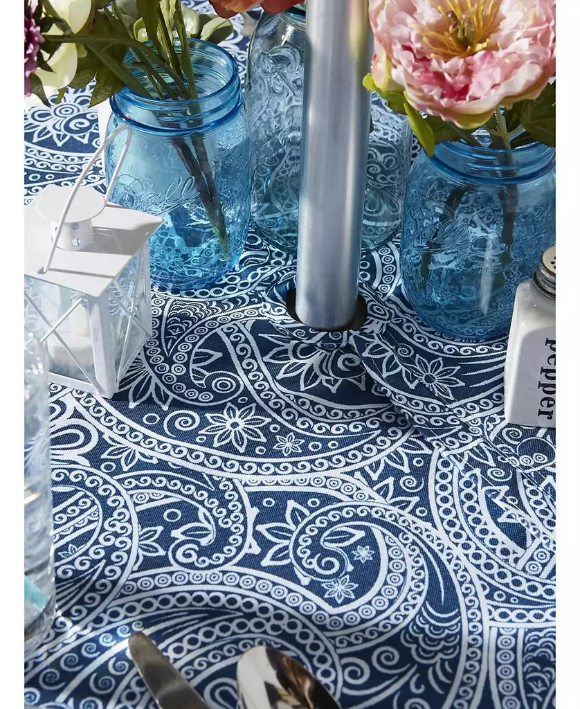 Design Imports Paisley Print Outdoor Tablecloth with Zipper, 60 Round 5