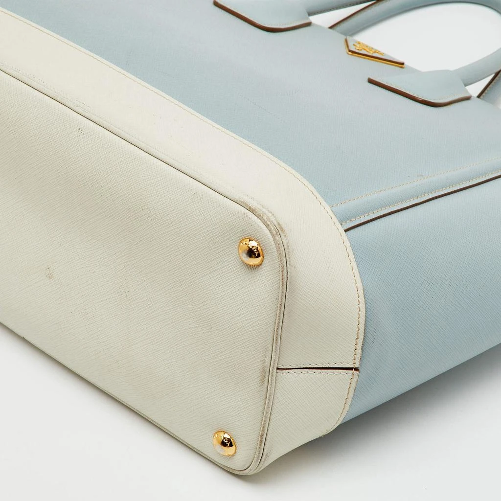 Prada Prada Light Blue/White Saffiano Lux Leather Large Shopper Tote 19