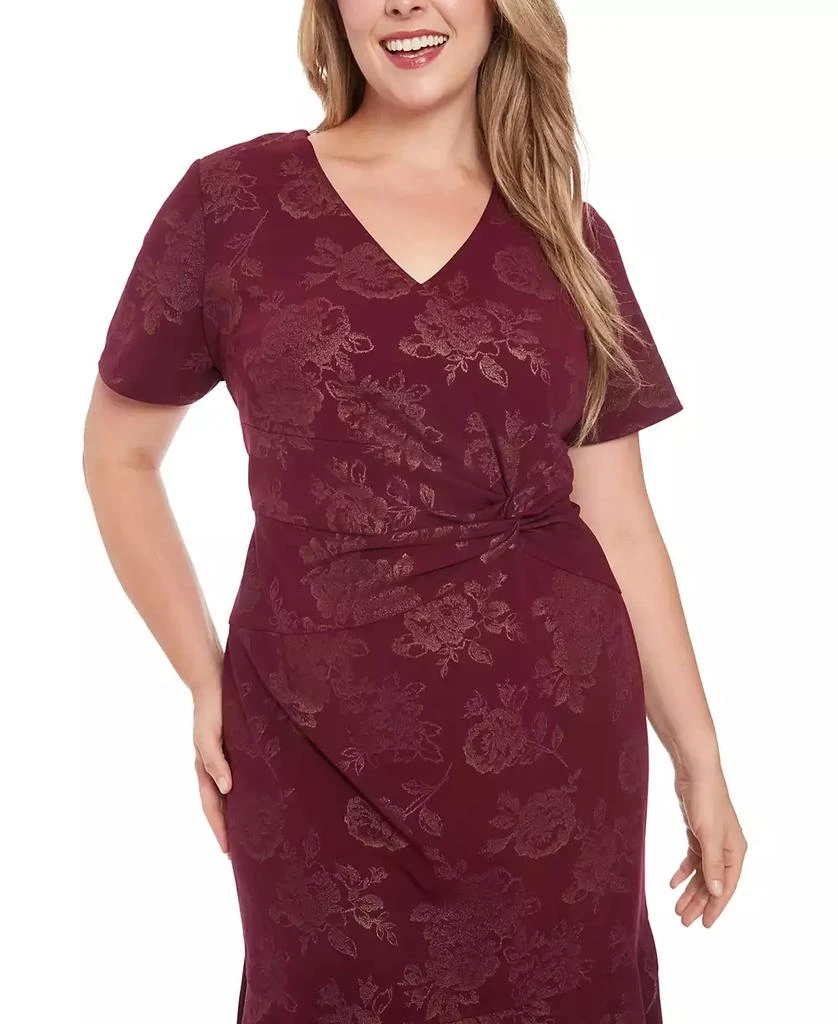 London Times Plus Size Side-Twist Flounce-Hem Sheath Dress 3