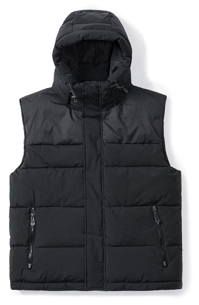 NOIZE Mixed Media Water Resistant Hooded Puffer Vest