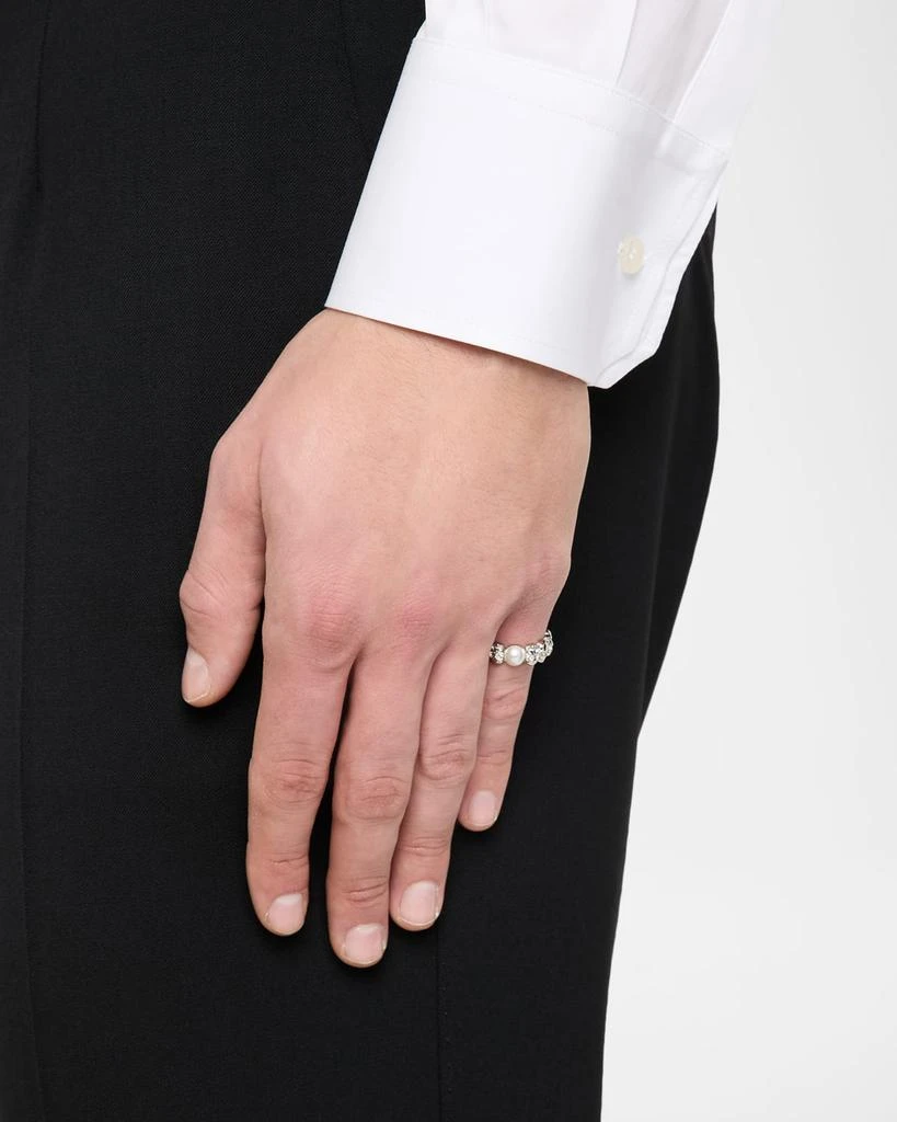 McQueen Men
s Skull and Faux Pearl Ring 2