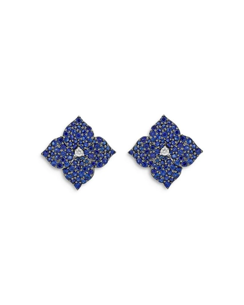 Piranesi 18K White Gold Large Fiore Earrings with Blue Sapphires and Diamonds 1
