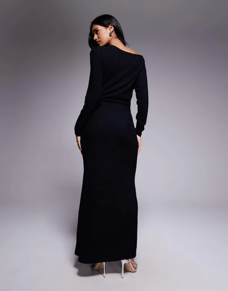 asos black off the shoulder dress ASOS Design - Off-Shoulder Maxi Dress - Women - Cotton/Spandex - 8 US