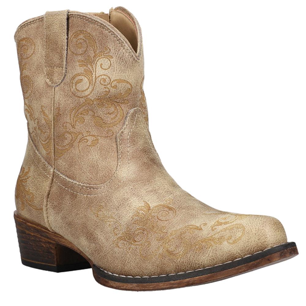 Roper Short Stuff Embroidery Snip Toe Cowboy Booties