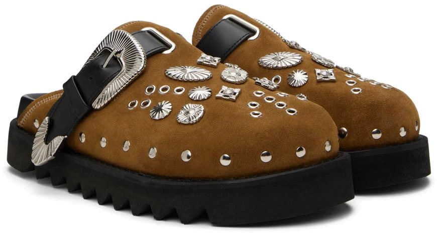 Toga Virilis SSENSE Exclusive Tan Eyelet Metal Sabot Loafers 4