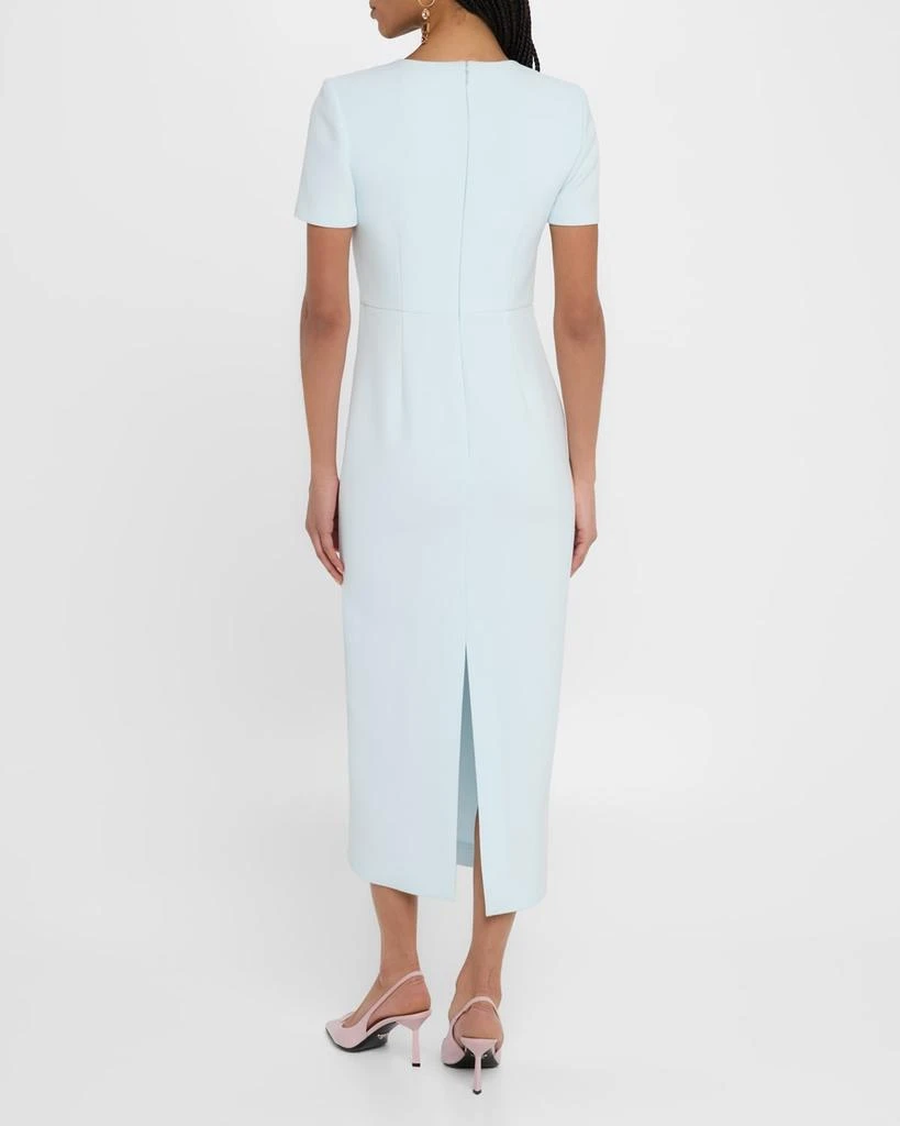 ROLAND MOURET Asymmetric Neckline Belted Crepe Midi Dress 3