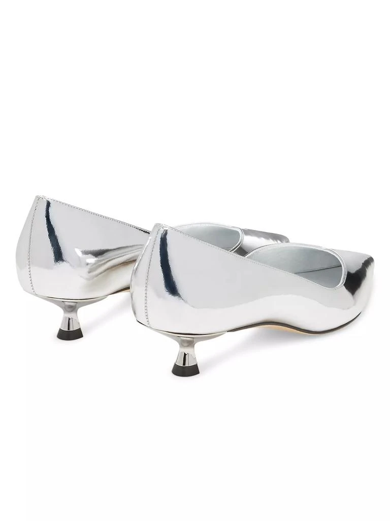 Stuart Weitzman Eva 35MM Mirrored Leather Kitten-Heel Pumps 3