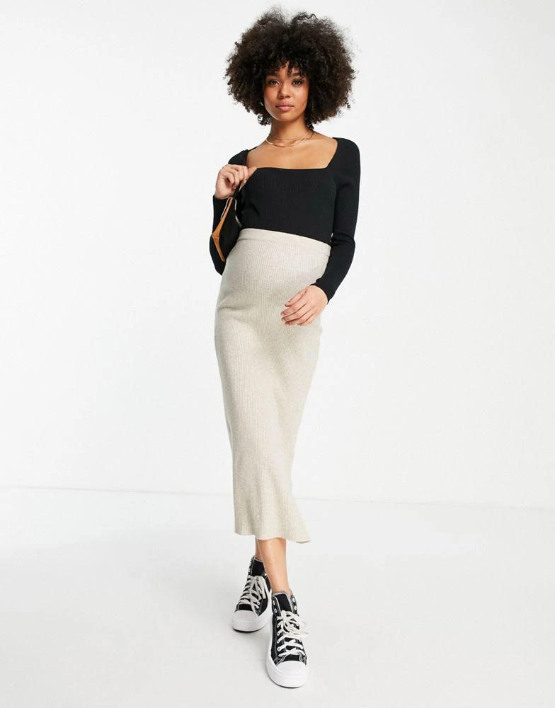 ASOS ASOS DESIGN Maternity jumper in rib with square neck in black 4