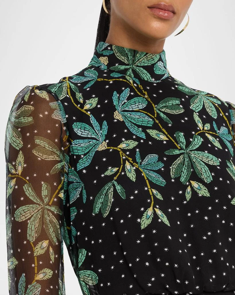 Saloni Jolie-C Floral Silk Tiered-Ruffle Midi Dress 5