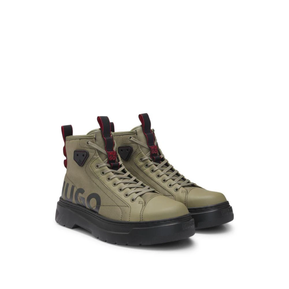 Hugo Boss Lace-up boots with gloss-effect logo 1