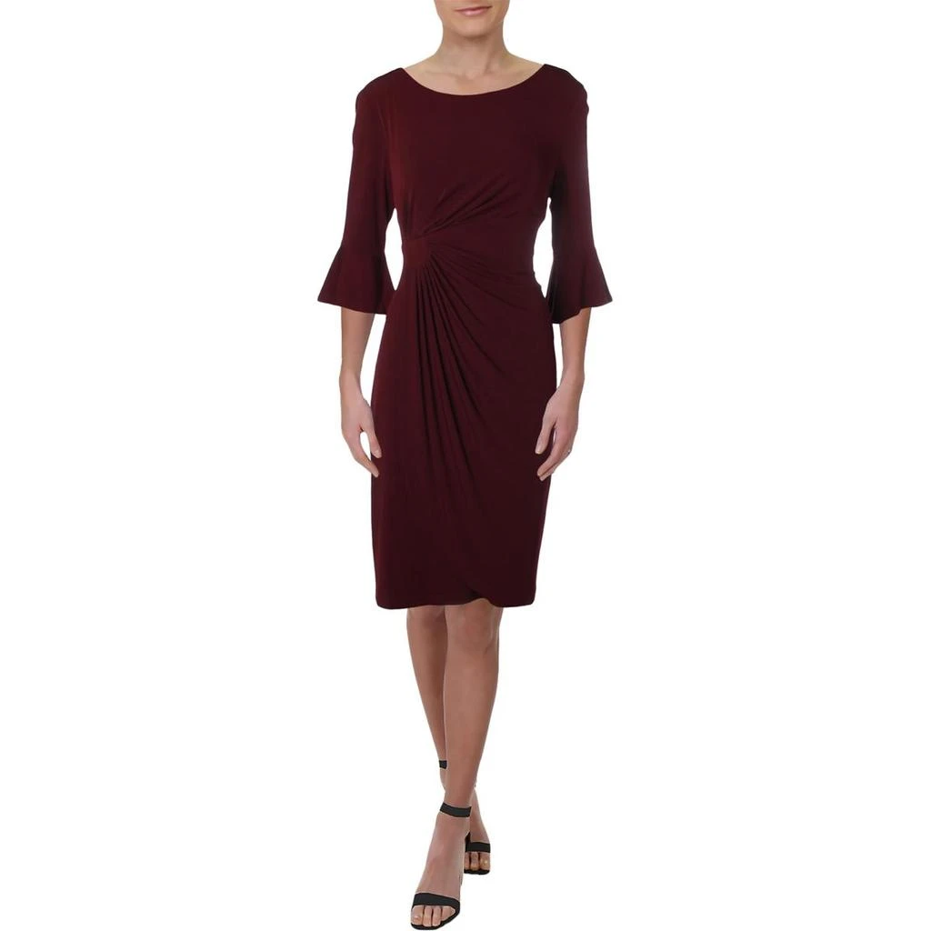 Connected Apparel Petites Womens Ruched Bell Sleeves Cocktail Dress 6