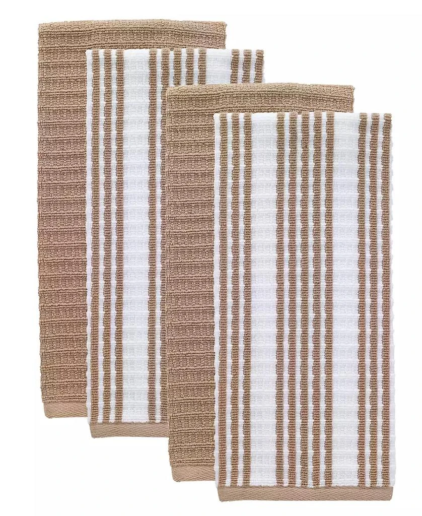 T-Fal Solid and Stripe Waffle Kitchen Towel, Set of 4 3