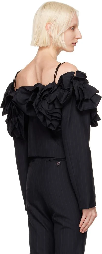 pushBUTTON Navy Off The Shoulder Frill Jacket 3