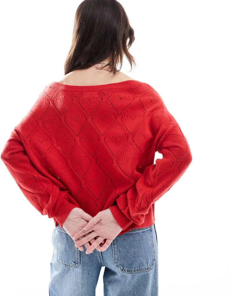 HOLLISTER Hollister off shoulder strawberry motif jumper in red 4