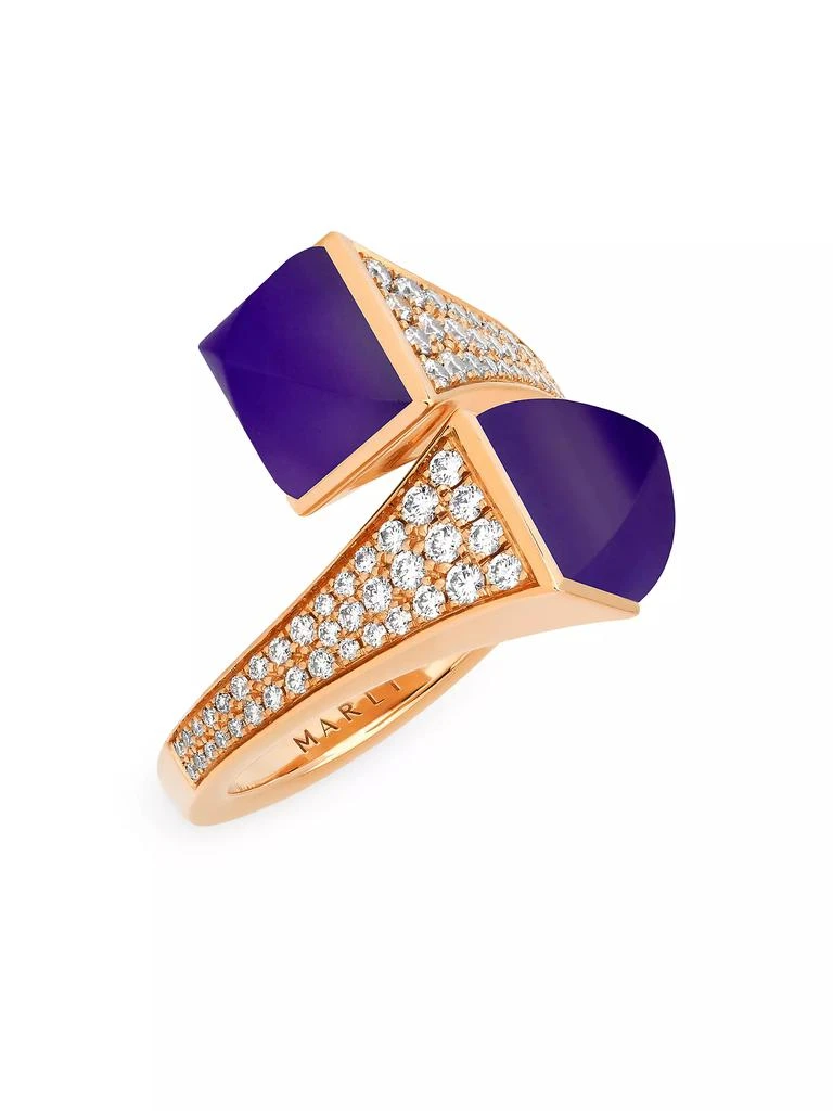 Marli Cleo 18K Rose Gold, Diamond & Lapis Lazuli Ring 1