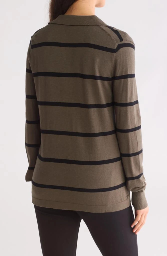 Bobeau Fine Gauge Stripe Polo Sweater 2