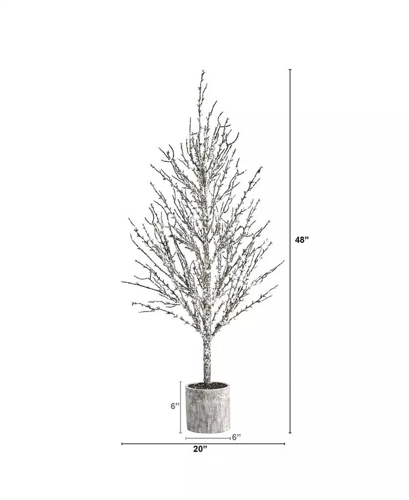 NEARLY NATURAL Snowed Twig Artificial Tree in Decorative Planter 2